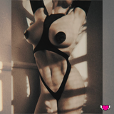 Bodysuit with Cutouts & Strappy Open Back - Raven #20300 - StyleWanderlustUSA