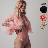 Soft Mesh Bodysuit with Balloon Sleeves - Celine#20267 - StyleWanderlustUSA