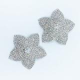 Floral Crystal Pasties Silver Tone / Burlesque Nipple Pasties / Crystal Encrusted Nipple Pasties #30317 - StyleWanderlustUSA