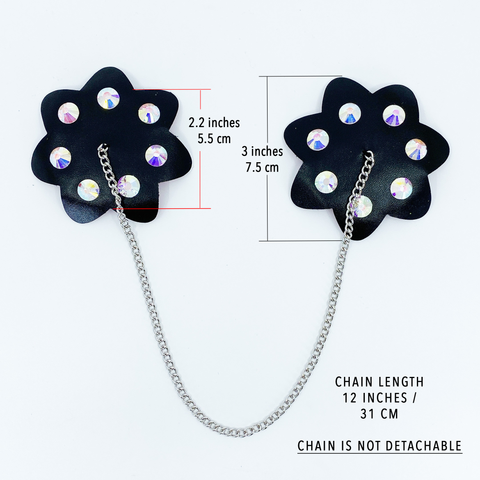Vegan Leather Floral Pasties with Chain #30307 - StyleWanderlustUSA