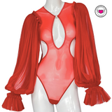 Romantic Bodysuit with Tulle Sleeves - Celine #20267 - StyleWanderlustUSA