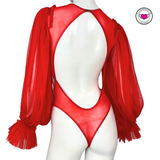 Romantic Bodysuit with Tulle Sleeves - Celine #20267 - StyleWanderlustUSA