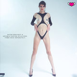 Bodysuit with Cutouts & Strappy Open Back - Raven #20300 - StyleWanderlustUSA