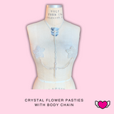 Flower Crystal Pasties with Detachable Body Chain #30035 - StyleWanderlustUSA