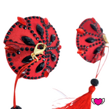 Red & Black Beaded Pasties with Detachable Tassels / Burlesque Nipple Covers / Fancy Decorative Nipple Pasties #30337