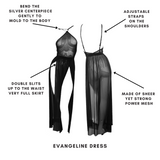Sheer Backless Long Dress With Double Slit Skirt - Evangeline #20310 - StyleWanderlustUSA