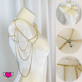 Layered Crystal Shoulder Chain, Body Jewelry, Wedding Shoulder Necklace - Imogene #30055 - StyleWanderlustUSA