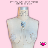 Sunflower Crystal Pasties with Detachable Body Chain #30036 - StyleWanderlustUSA