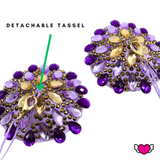 Purple Beaded Pasties with Detachable Tassels / Burlesque Nipple Covers / Fancy Decorative Nipple Pasties #30313