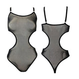 Soft Mesh Bodysuit with Cutouts / See Thru Monokini / Thong Bodysuit - Clara #20255 - StyleWanderlustUSA