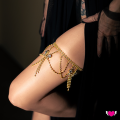 Layered Thigh Chain with Drape Floral Design with Fringe /Necklace with Teardrop & Fringe Design -Flora #30041