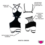 Open Cup Dress with Sexy Cut-outs & Mesh Back With Detachable Thigh Harness - Nikita #20311 - StyleWanderlustUSA