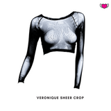 See Thru Mesh Crop, Power Mesh Long Sleeve Crop Top - Veronique #20303 - StyleWanderlustUSA