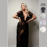 Romantic Boho Sheer Lace Kimono / Wedding Robe / Bohemian Lace Kimono - Ashley #20278 - StyleWanderlustUSA