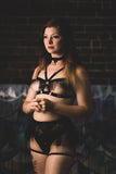 Black Tulle Body Harness with Collar Set / Romantic Flirty Lingerie /  #20244 Angelique & Tulle Suspender Belt Colette #20240 - StyleWanderlustUSA