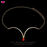 Body Bar with Red Pendant / Body Chain with Red Pendant  #30034 - StyleWanderlustUSA