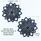 Sunburst Medallion Pasties with Black Crystals #30320 - StyleWanderlustUSA