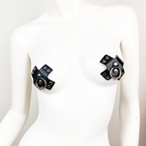 Vegan Leather Cross with Ring Pasties - Black  #30305 - StyleWanderlustUSA