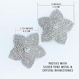 Floral Crystal Pasties Silver Tone / Burlesque Nipple Pasties / Crystal Encrusted Nipple Pasties #30317 - StyleWanderlustUSA