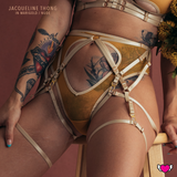 High Waist Thong with Cutouts & Detachable Harness Set - Jacqueline #20260 Marigold, Hot Pink, Mint Green - StyleWanderlustUSA