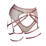 High Waist Mesh Thong with Cutouts & Harness Set - Jacqueline #20260 - StyleWanderlustUSA