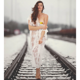 Lace Boho Sheer Kimono / Wedding Robe / Bohemian Lace Kimono - Lila #20279 - StyleWanderlustUSA