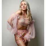 High Waist Mesh Thong with Cutouts & Harness Set - Jacqueline #20260 - StyleWanderlustUSA