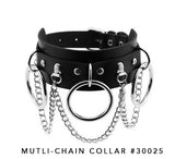 Vegan Leather Collar with Big Ring #30024 / Vegan Leather Collar with Multi-Chains #30025 - StyleWanderlustUSA