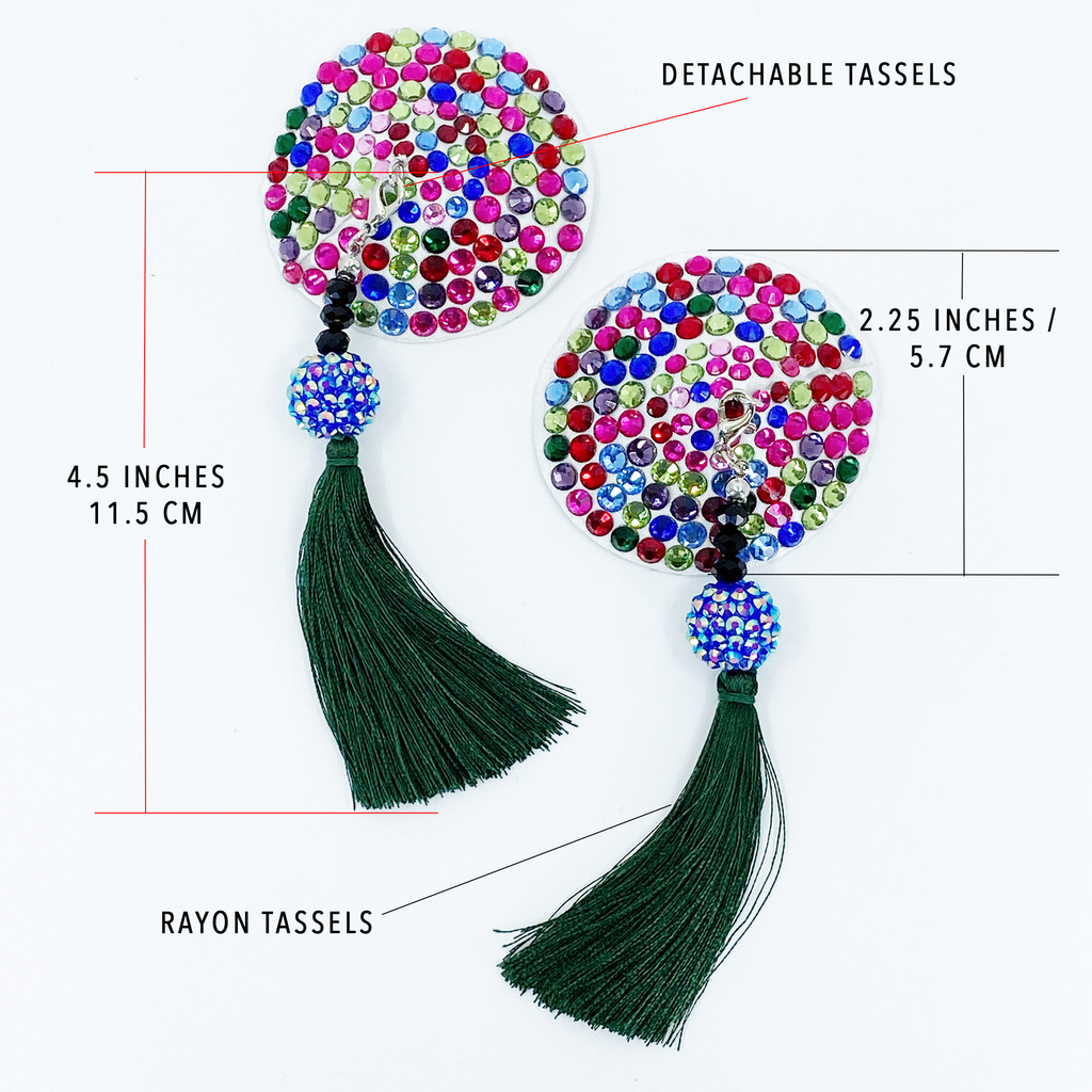 Multicolor Beaded Pasties with Tassels Burlesque Nipple Covers Fancy Decorative Nipple Pasties 30310 StyleWanderlustUSA