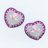 Pink Heart Crystal Pasties / Burlesque Nipple Covers / Fancy Decorative Nipple Pasties #30312 - StyleWanderlustUSA