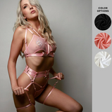 See Thru Fishnet Mesh Bra with Detachable Harness / Two in One Bra - Chiara #20242 - StyleWanderlustUSA
