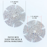 Medallion Crystal Pasties Silver Tone / Burlesque Nipple Pasties / Crystal Encrusted Nipple Pasties #30315 - StyleWanderlustUSA
