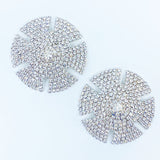 Medallion Crystal Pasties Silver Tone / Burlesque Nipple Pasties / Crystal Encrusted Nipple Pasties #30315 - StyleWanderlustUSA