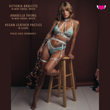 V Tanga in See Thru Mesh with Detachable Harness & Garters - Arabella #20286 - StyleWanderlustUSA