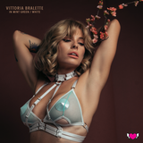 Triangle Bralette in See Thru Mesh with Body Harness & Detachable Collar - Vittoria #20285 - StyleWanderlustUSA