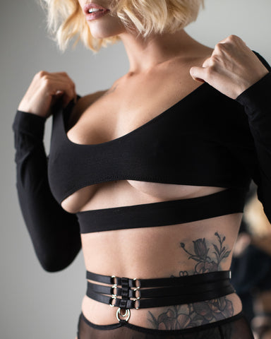 Underboob Cutout Crop Top with Long Sleeves - Vanessa #20260 - StyleWanderlustUSA
