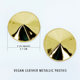 Vegan Leather Nipple Pasties in Gold or Silver Tone / Burlesque Pasties #30303 - StyleWanderlustUSA