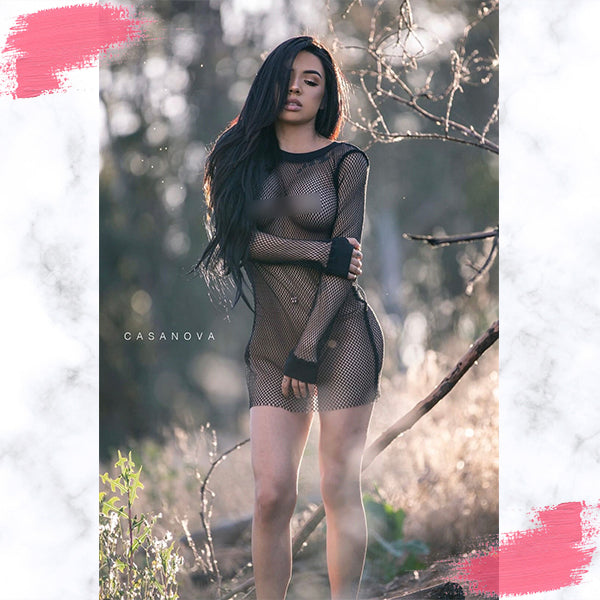 fits everybody corset long sleeve dress Kenaya Halter Mesh Corset Long Sleeve Dress