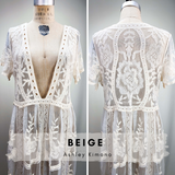 Romantic Boho Sheer Lace Kimono / Wedding Robe / Bohemian Lace Kimono - Ashley #20278 - StyleWanderlustUSA