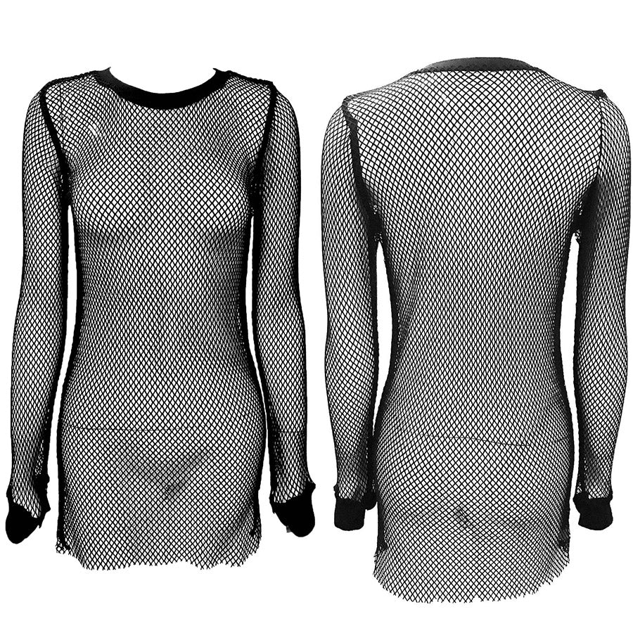 Fishnet See Thru Mesh Mini Dress with Long Sleeves - Willow #40007 | StyleWanderlustUSA Fishnet See Thru Mesh Mini Dress with Long Sleeves - Willow #40007 | StyleWanderlustUSA
